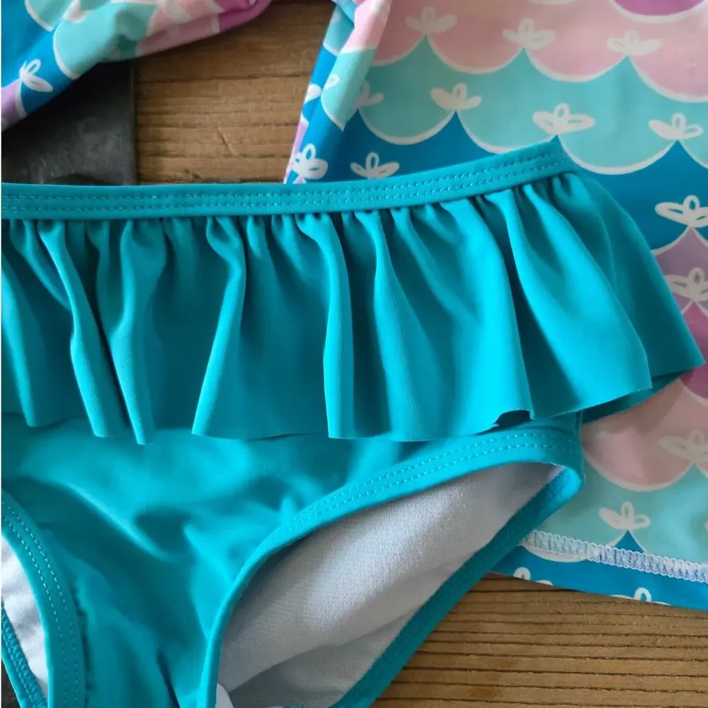Ruffle Butts Long Sleeve Rashguard and Bikini Bottom Bikini sz 2T